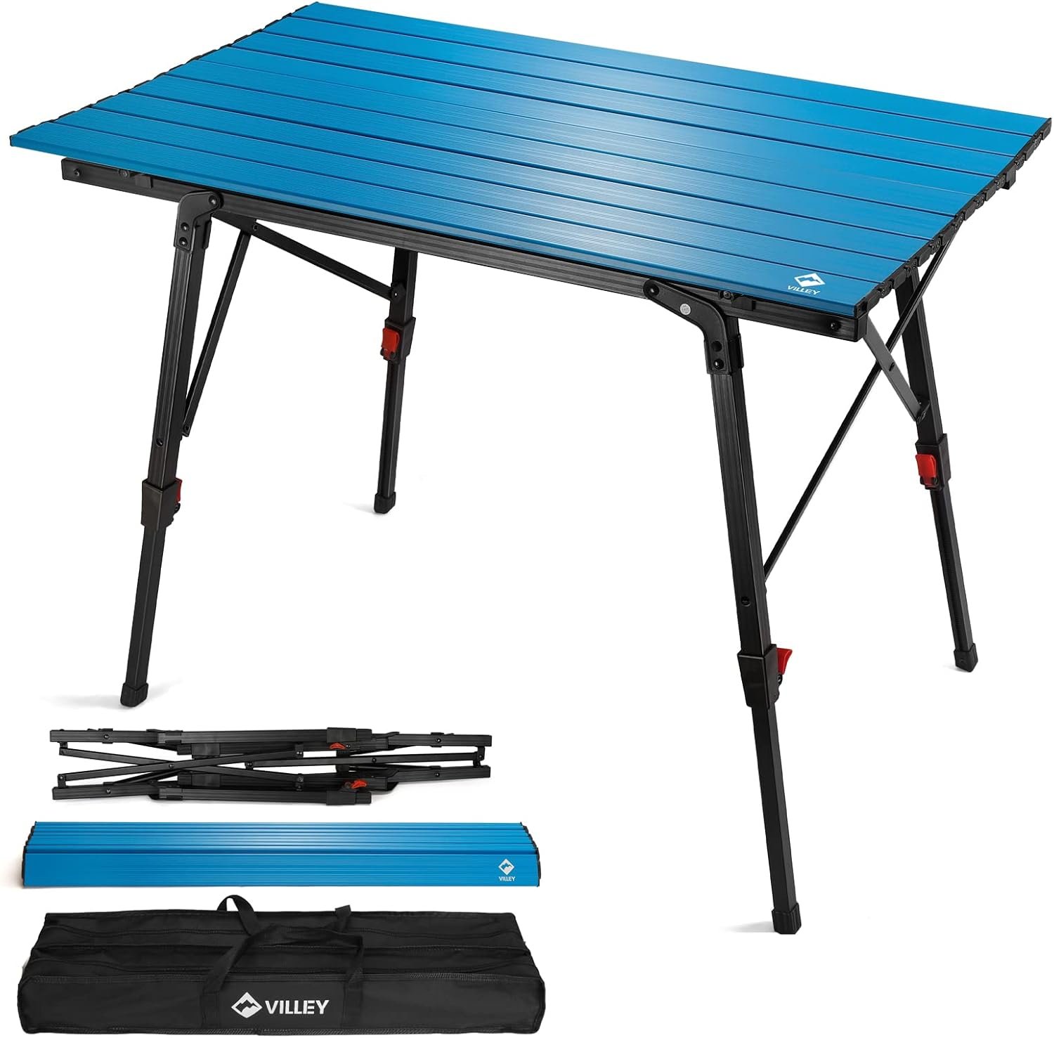 Portable folding aluminum table by VILLEY